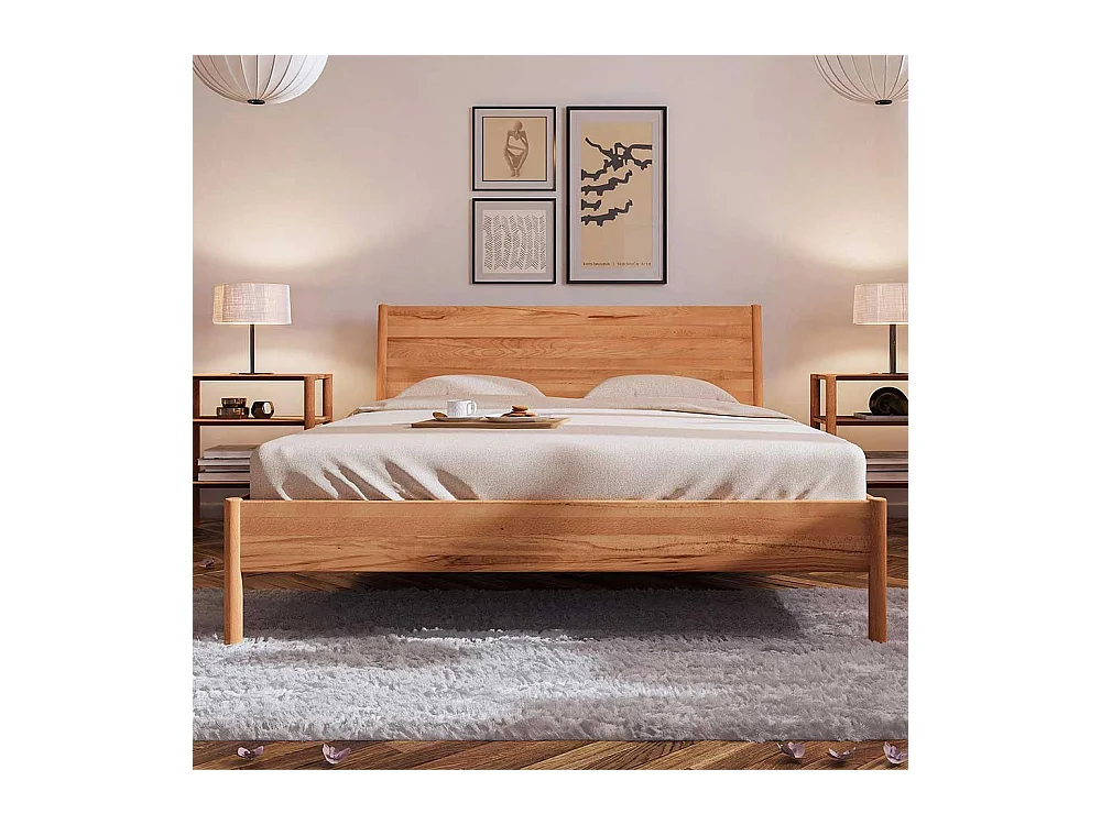 Bett Wildeiche geölt aus Massivholz wahlweise mit Nachtkonsolen