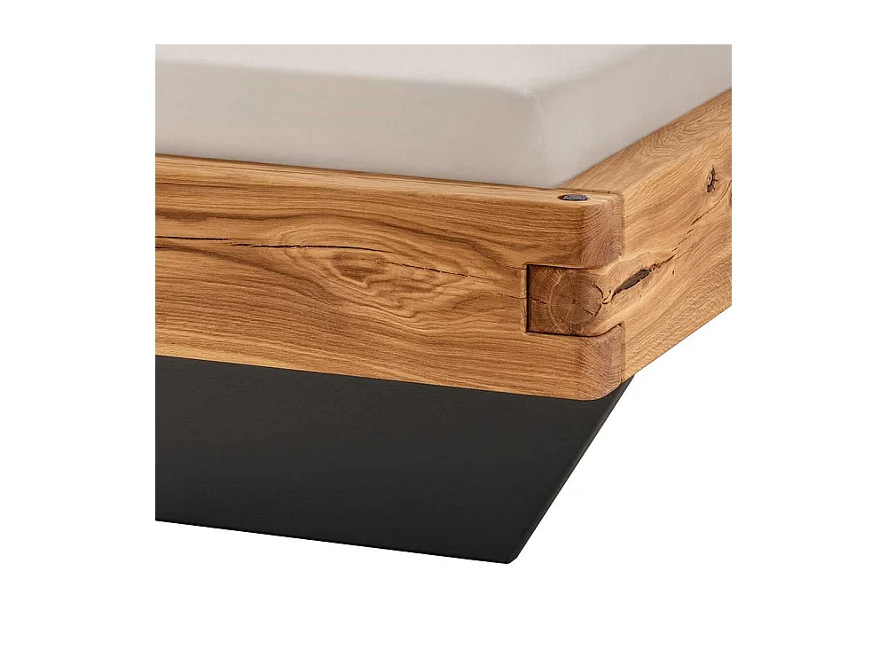 Doppelbett Massivholzbett in Wildeichefarben und Anthrazit