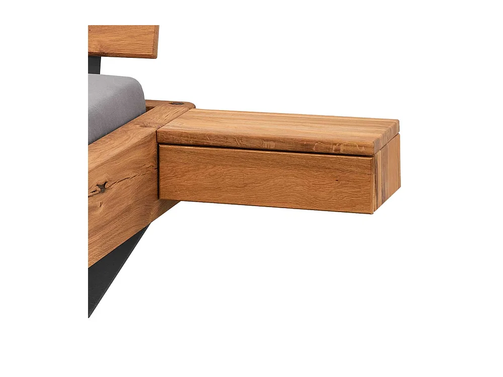 Doppelbett Massivholzbett in Wildeichefarben und Anthrazit