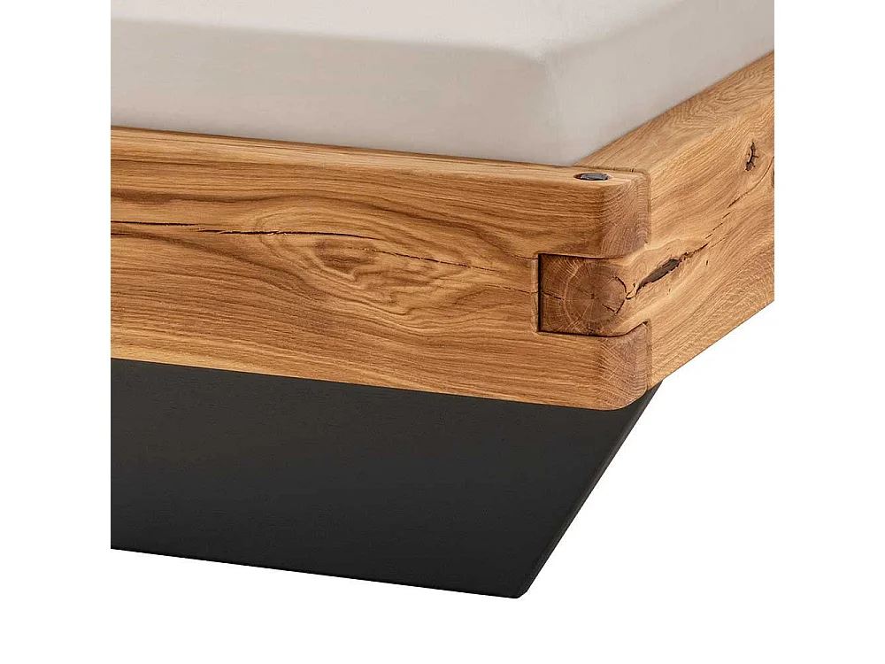 Doppelbett Massivholzbett in Wildeichefarben und Anthrazit