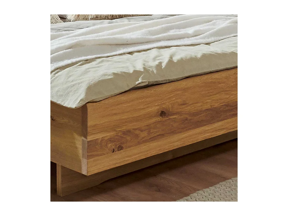 Bett mit Nachtkommoden in Eiche Bianco Dunkelbraun (dreiteilig)