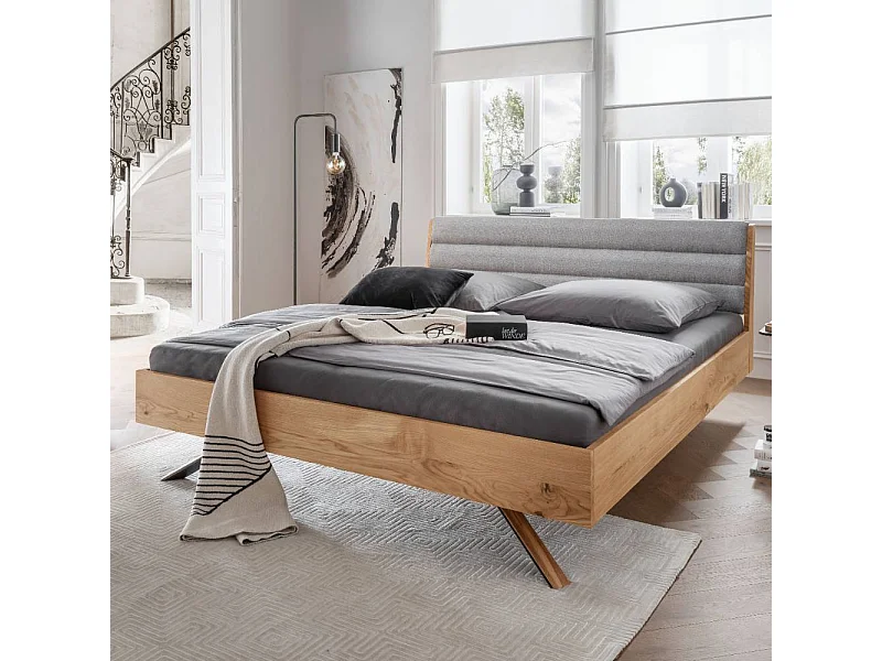 Hochwertiges Bett Holzbett in Wildeichefarben 90 cm Kopfteil