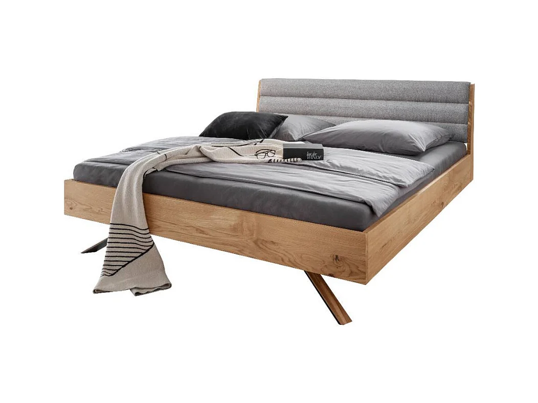 Hochwertiges Bett Holzbett in Wildeichefarben 90 cm Kopfteil