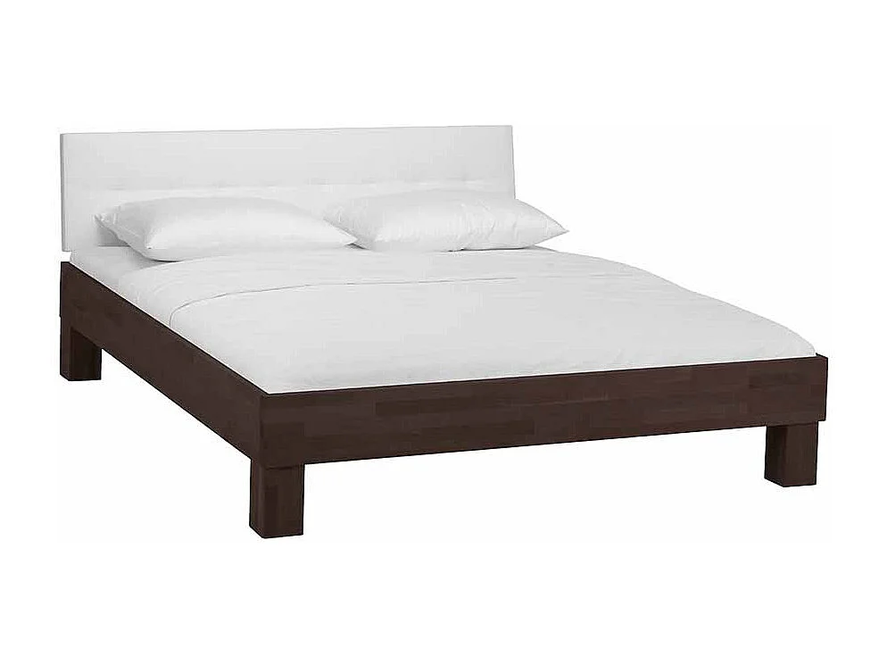 Massivholzbett aus Buche Wengefarben mit Polsterkopfteil