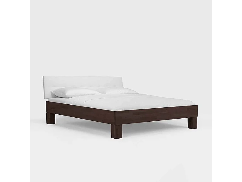 Massivholzbett aus Buche Wengefarben mit Polsterkopfteil