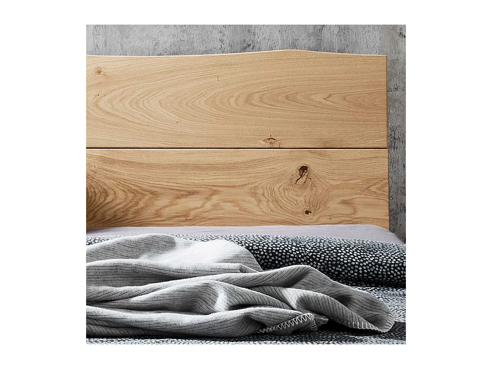 Industrial Bett aus Wildeiche Massivholz & Metall zwei Nachtkonsolen (dreiteilig)