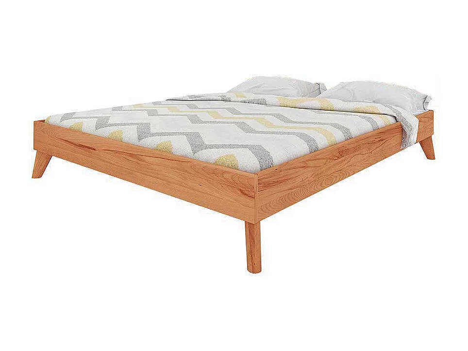 Doppelbett aus Kernbuche Massivholz Kopfteil (dreiteilig)