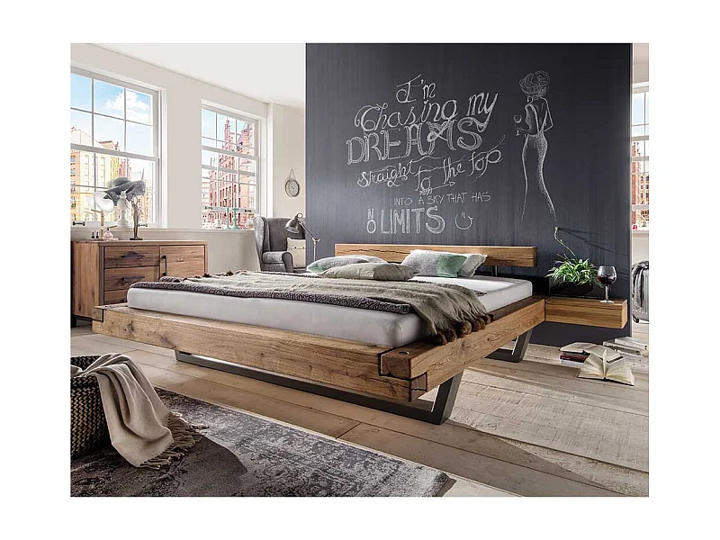 Massiv Balkenbett aus Wildeiche geölt kaufen (dreiteilig)