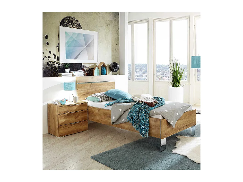Bett in Holzoptik Plankeneiche in modernem Design Made in Germany