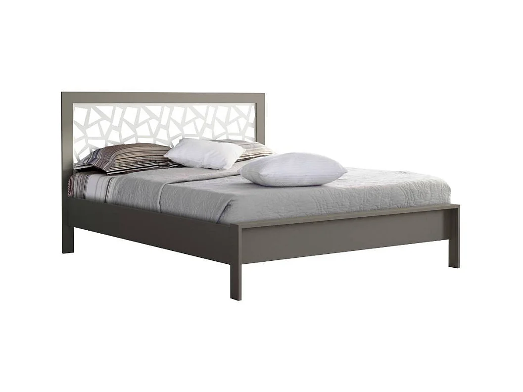Doppelbett Bettgestell in Grau 110 cm Kopfteil
