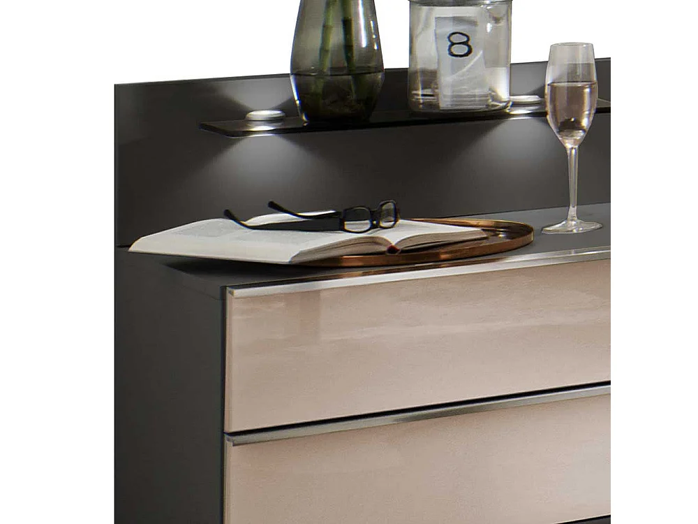 Design Doppelbett mit Nachtkonsolen LED Beleuchtung (dreiteilig)