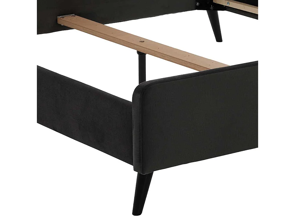 Gepolstertes Bett in Anthrazit Velours Vierfußgestell aus Holz