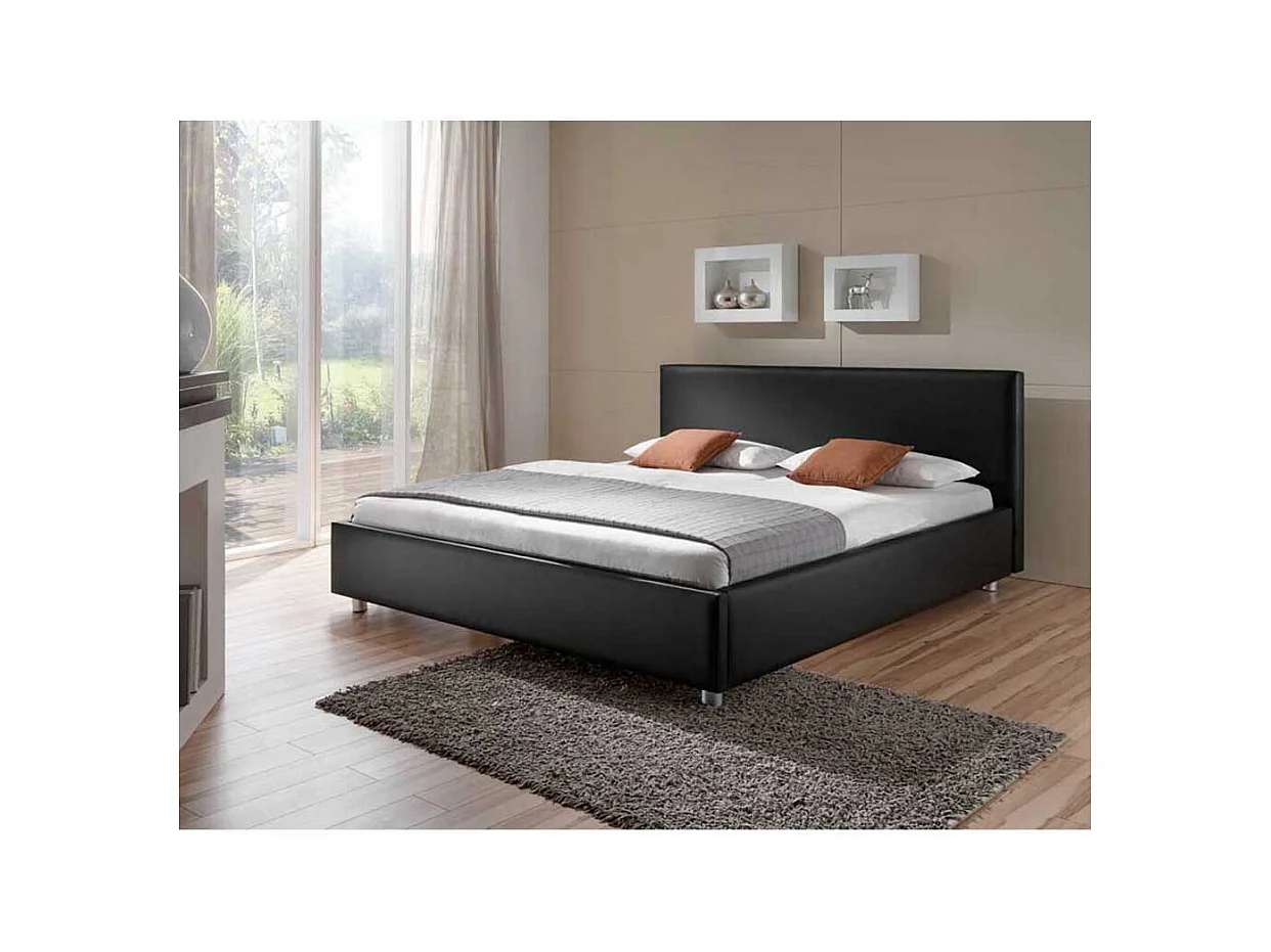 Futonbett aus Kunstleder (100% Polyurethan) Schwarz