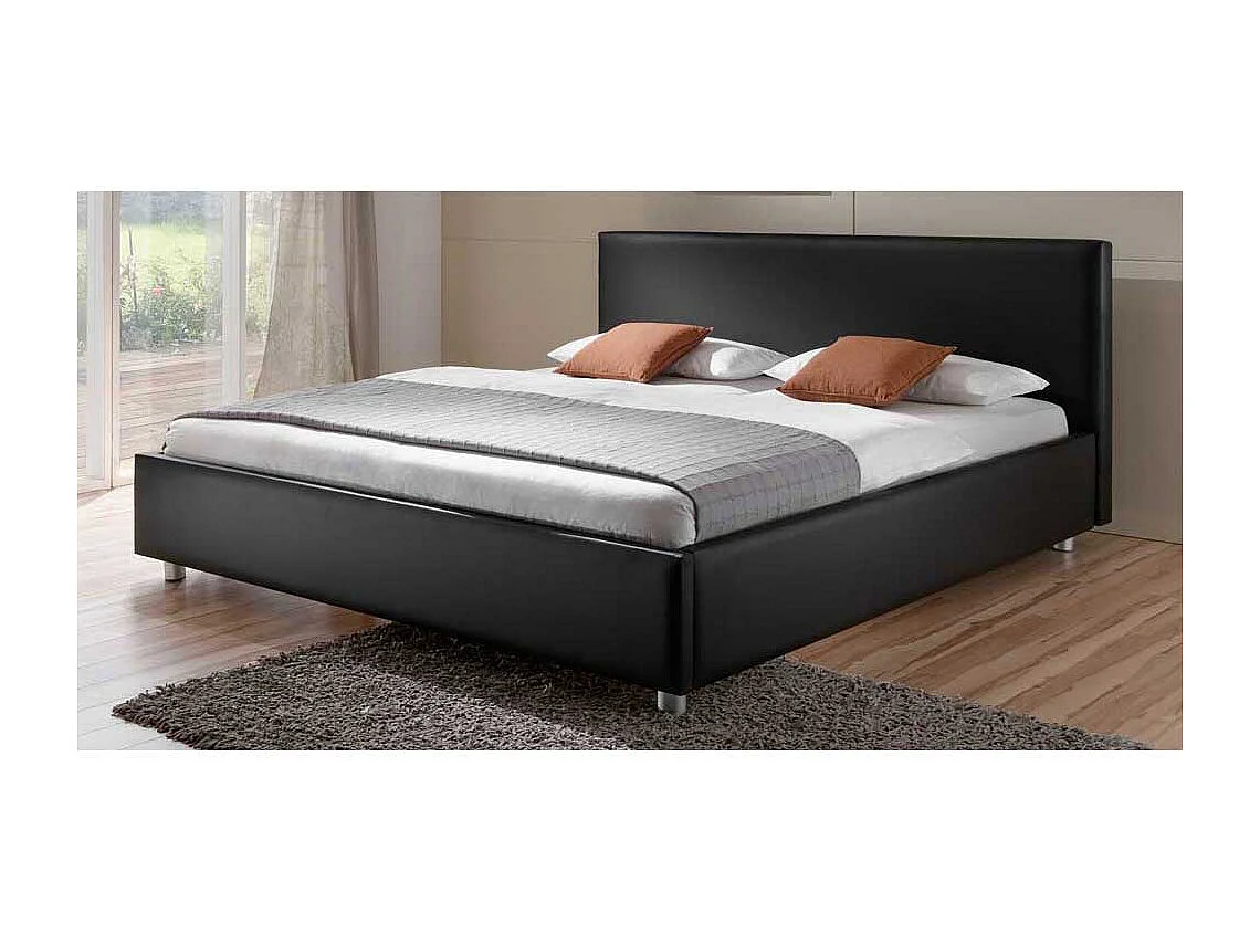 Futonbett aus Kunstleder (100% Polyurethan) Schwarz