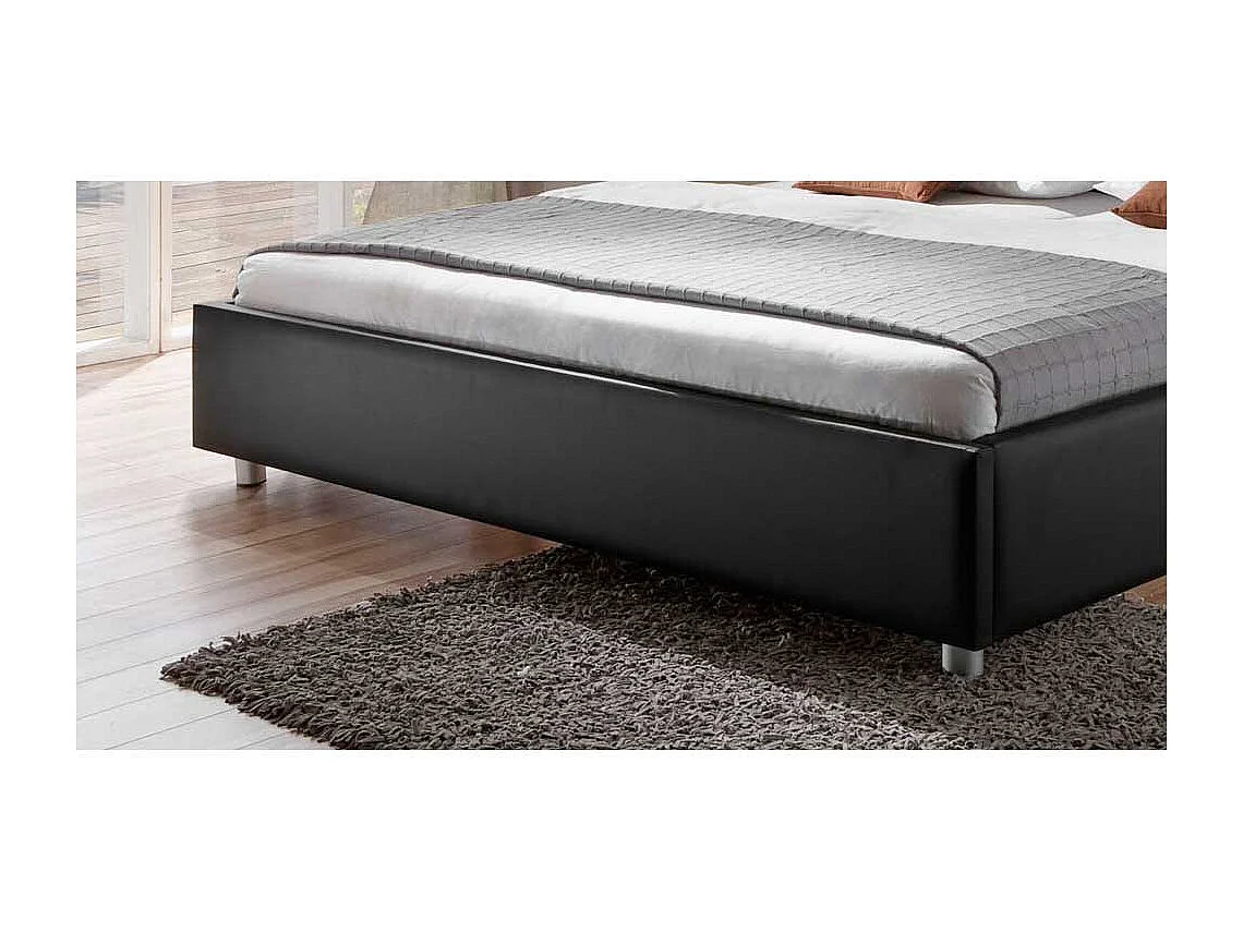 Futonbett aus Kunstleder (100% Polyurethan) Schwarz