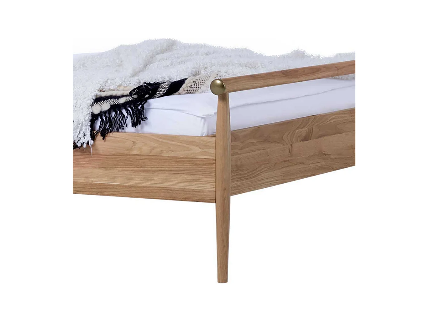 Massives Holzbett in Wildeiche Honigfarben Goldfarben