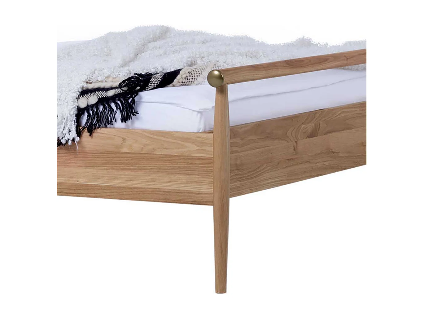 Massives Holzbett in Wildeiche Honigfarben Goldfarben