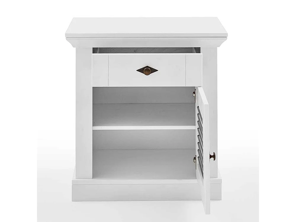 Zweifarbiges Landhaus Bett in Kiefer Grau & Weiß 94 cm Kopfteil