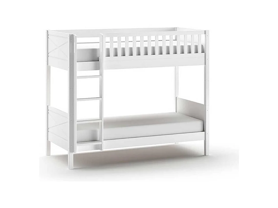 Skandi Stil Etagenbett weiss inklusive Leiter zwei Liegeflächen