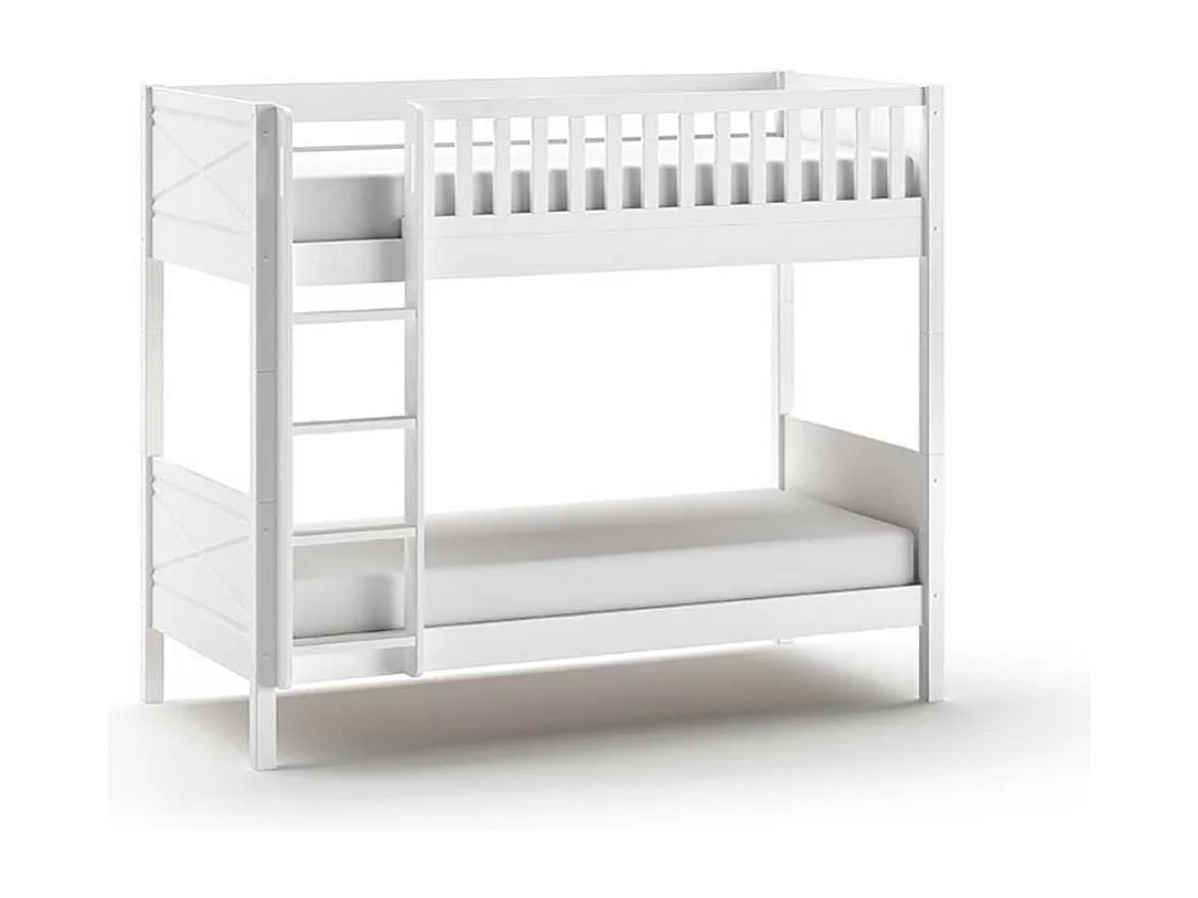 Skandi Stil Etagenbett weiss inklusive Leiter zwei Liegeflächen