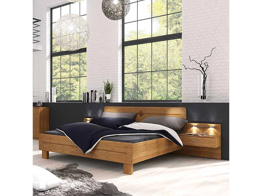 Ehebett aus Erle Nachtkonsolen (dreiteilig)