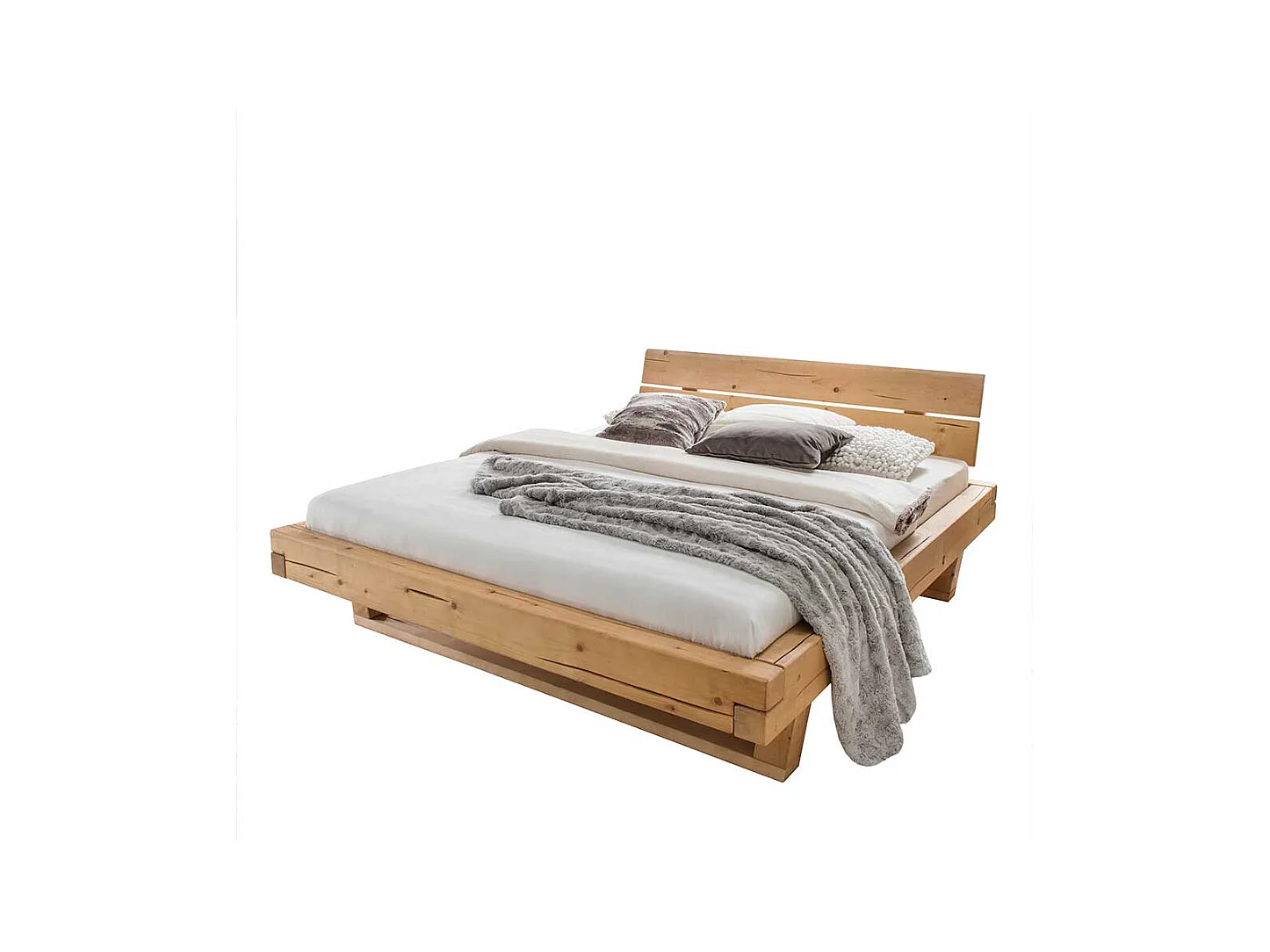 Holzdoppelbett Balken Gestell Fichte Massivholz