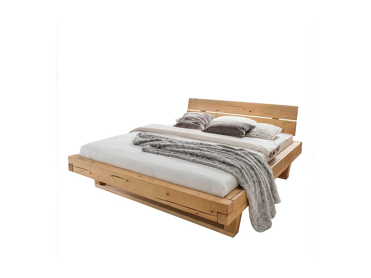 Holzdoppelbett Balken Gestell Fichte Massivholz