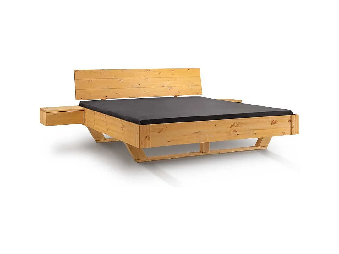 Doppelbett Massivholzbett auf Kufen in Kiefer Laugenfarben