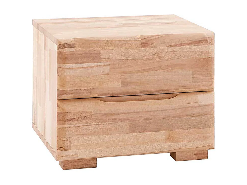 Ehebett mit Nachtkommoden Kernbuche massiv (dreiteilig)