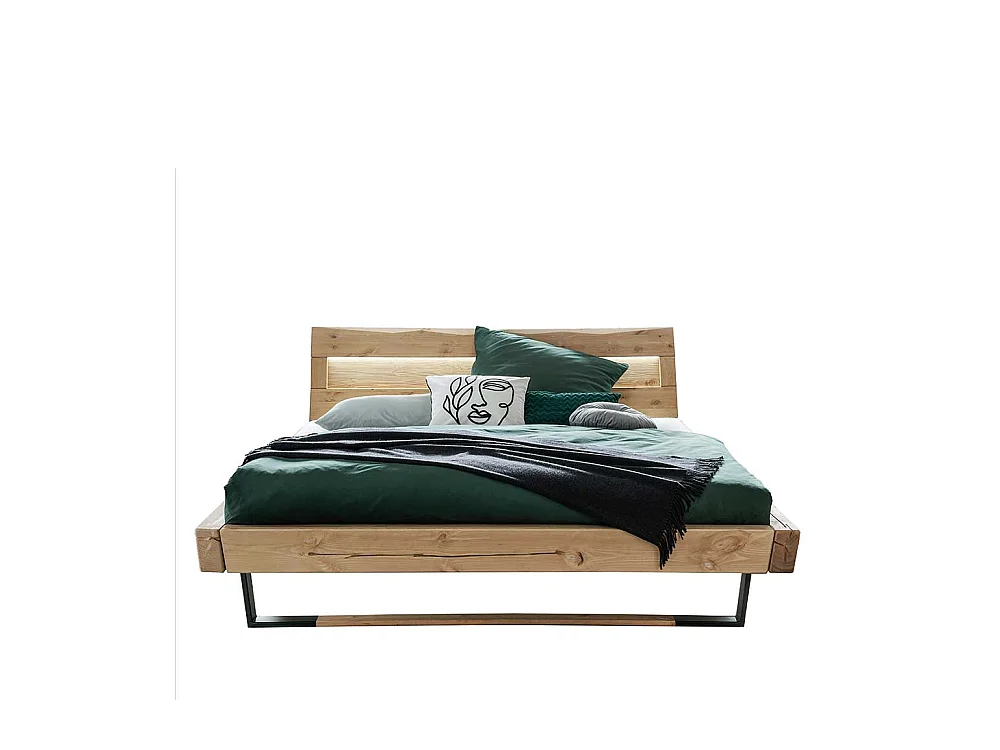 Factory Massivholz Bett aus Kiefer und Metall Bügelgestell