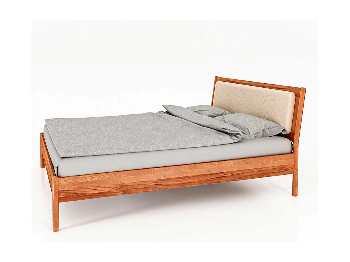 Wildbuche Holzbett mit Polster 38 cm Einstiegshöhe wahlweise mit Nachttisch