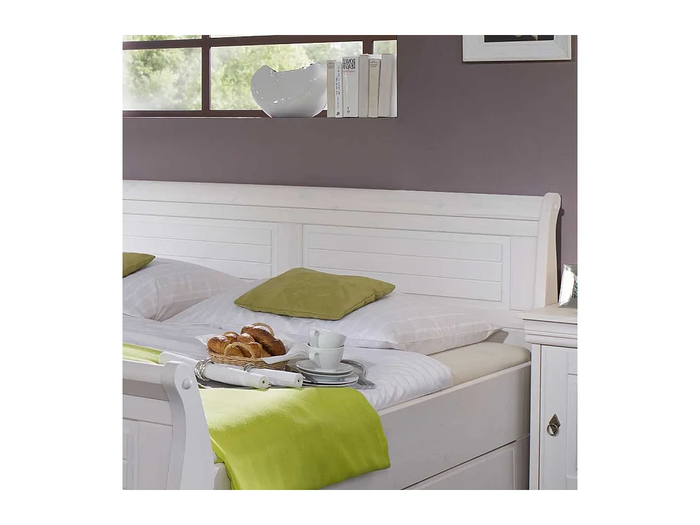 Massivholzbett in Weiß Kiefer