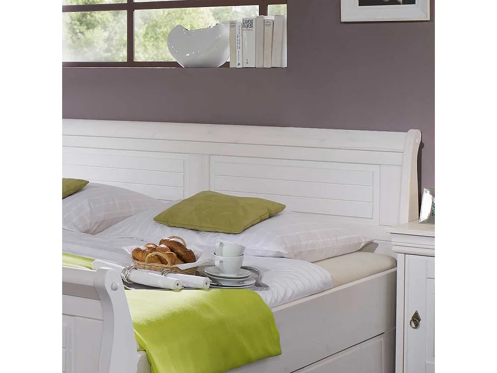 Massivholzbett in Weiß Kiefer