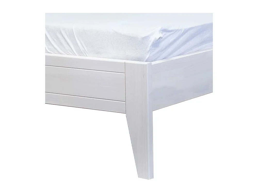 Bettgestell in Weiß und Eichefarben Kiefer Massivholz