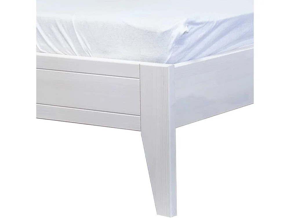 Bettgestell in Weiß und Eichefarben Kiefer Massivholz