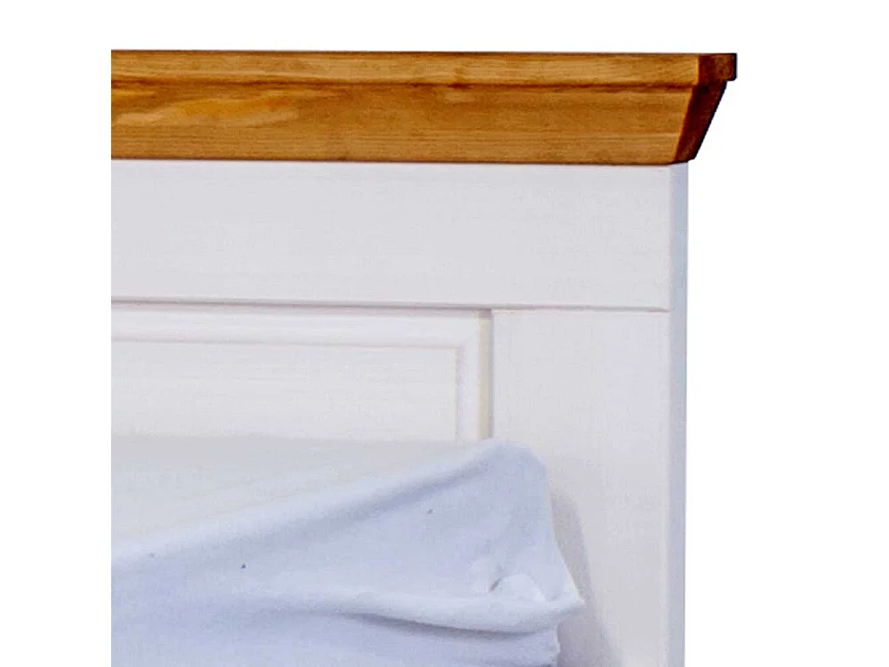 Bettgestell in Weiß und Eichefarben Kiefer Massivholz