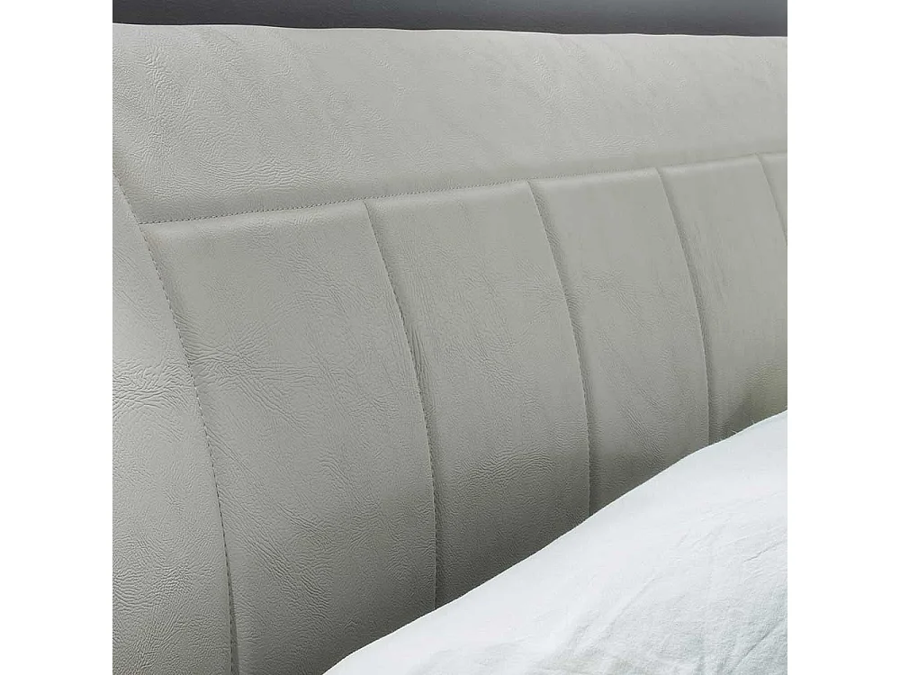 Bettrahmen in Hellgrau Polsterkopfteil