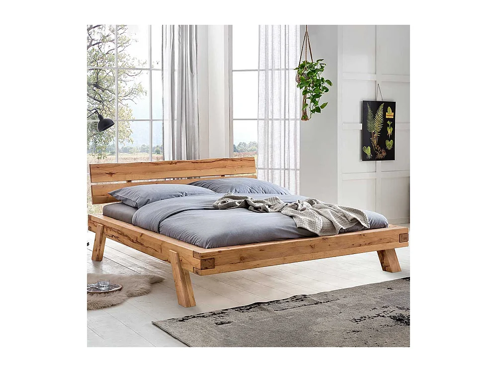 Bett Kernbuche 140x200 cm im Landhausstil 38 cm Einstiegshöhe