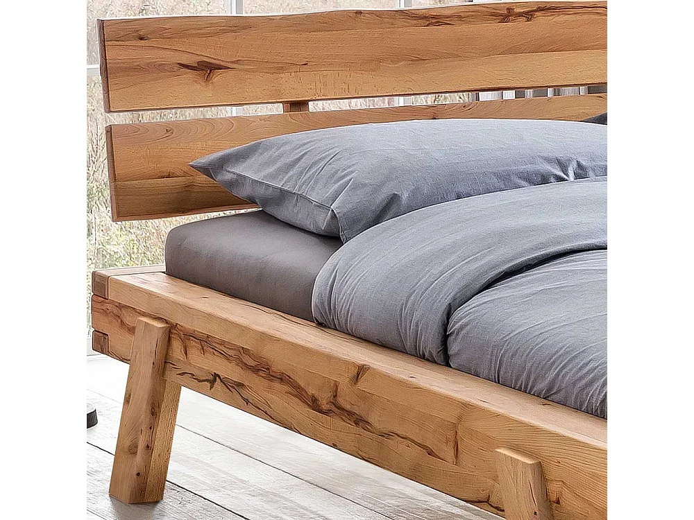 Bett Kernbuche 140x200 cm im Landhausstil 38 cm Einstiegshöhe