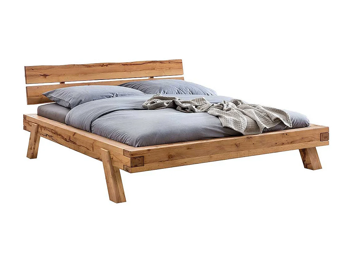 Bett Kernbuche 140x200 cm im Landhausstil 38 cm Einstiegshöhe