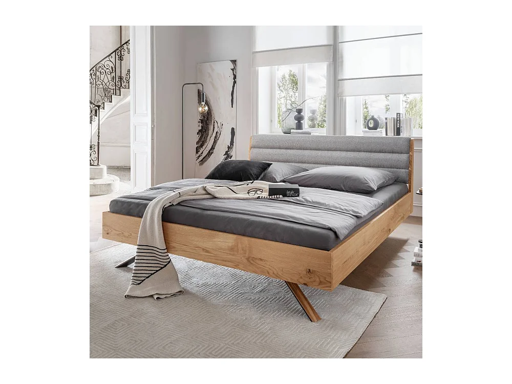 Hochwertiges Bett Holzbett in Wildeichefarben 90 cm Kopfteil
