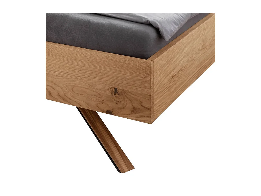 Hochwertiges Bett Holzbett in Wildeichefarben 90 cm Kopfteil