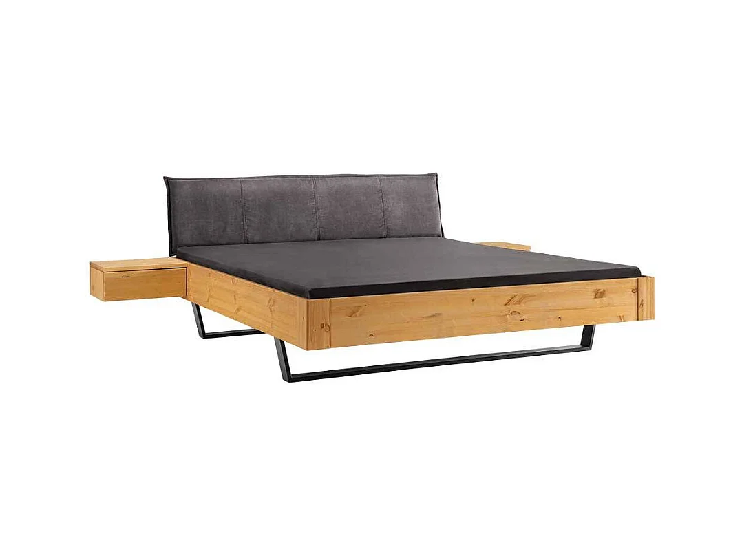 Doppel Bett Bett mit Kufen Kiefer Laugenfarben und Anthrazit