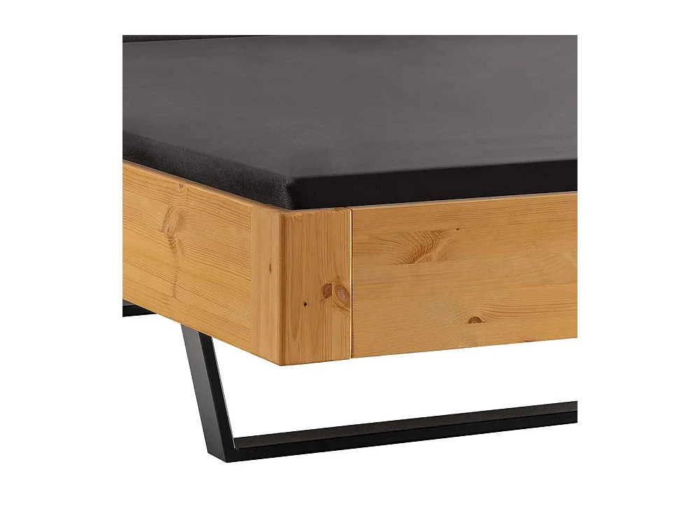 Doppel Bett Bett mit Kufen Kiefer Laugenfarben und Anthrazit