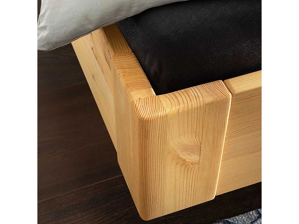 Doppel Bett Bett mit Kufen Kiefer Laugenfarben und Anthrazit