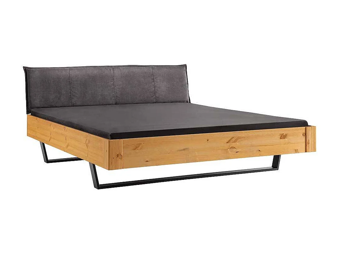 Doppel Bett Bett mit Kufen Kiefer Laugenfarben und Anthrazit