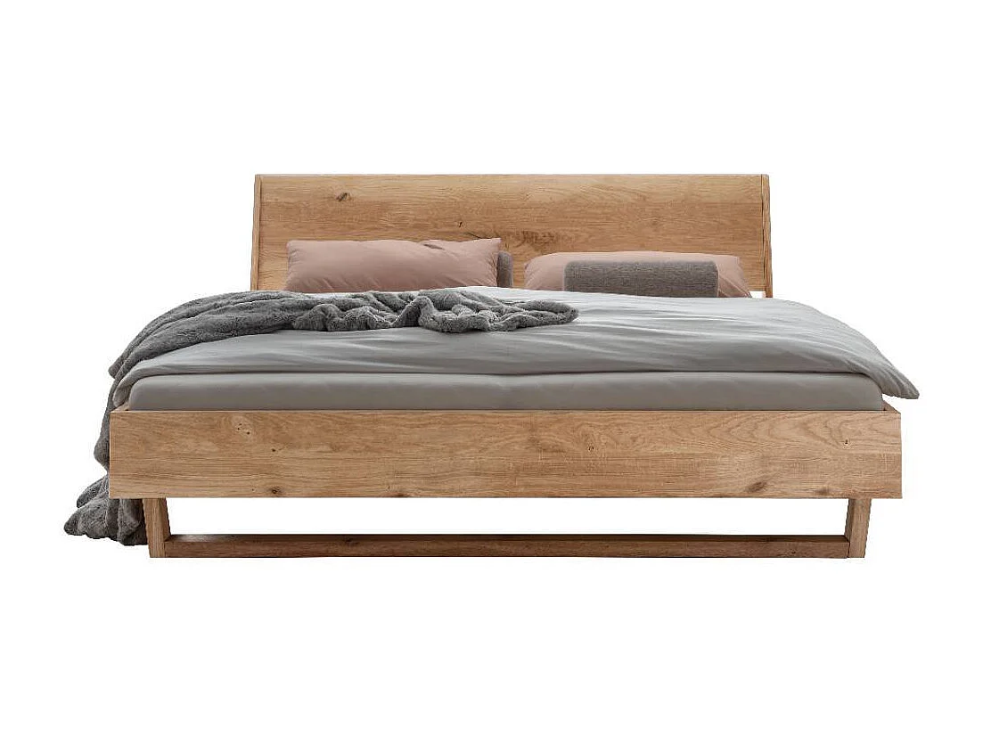 Doppelbett Holzbett in Wildeichefarben Kufengestell aus Holz