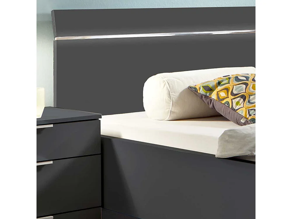 Bett in Dunkelgrau und Chromfarben Vierfußgestell aus Metall