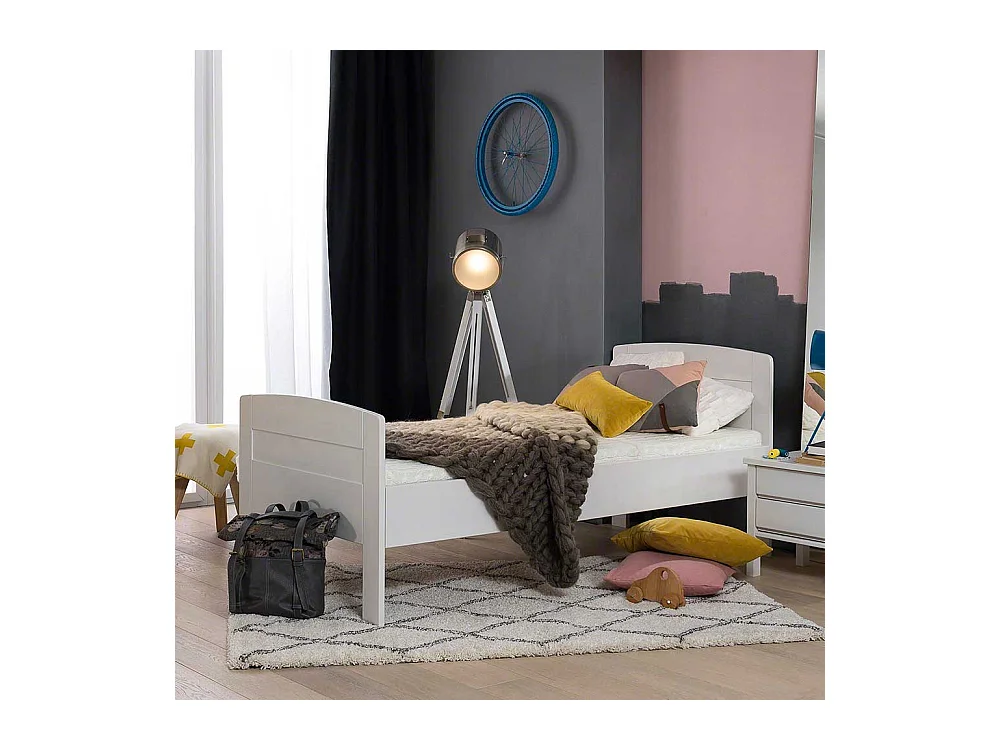 Singlebett in Weiß Buche Massivholz