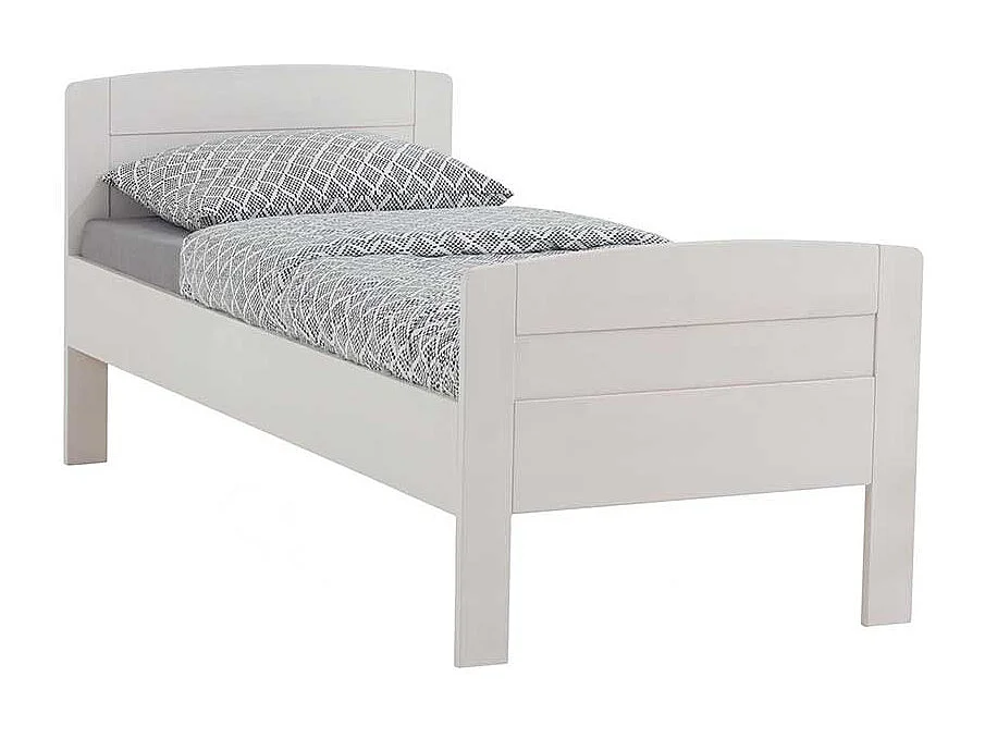 Singlebett in Weiß Buche Massivholz